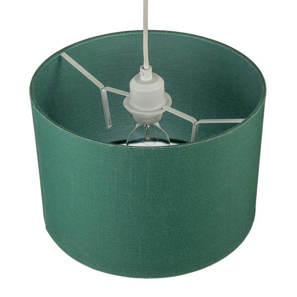 Designer Fir Forest Green Textured Linen Fabric Circular Lamp Shade Image 3