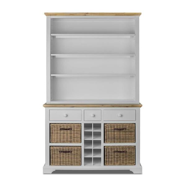 Statement Furniture Florence Display Cabinet With Shelves, Wine Rack and Storage Baskets