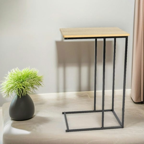 Rafaelo Mobilia C Shaped Side Table Natural Brown