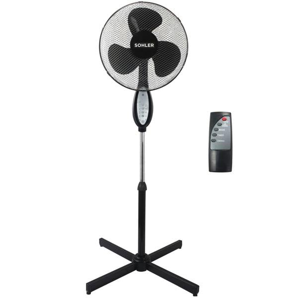 Sohler Black Remote Control Standing Pedestal Stand Fan Adjustable Oscillating Rotating