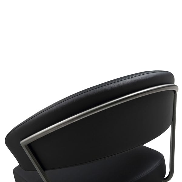 Furniture Edit Cosmo Black Performance Vegan Leather on Black Steel Barstool