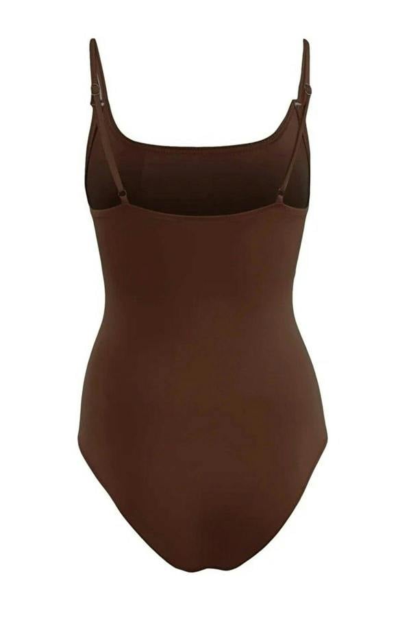 WOVCOR Square Neck Draped Hipster Swimsuit