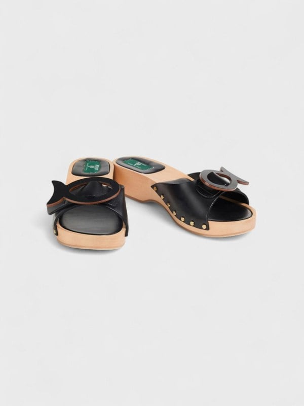 Pucci Appliquéd Leather Clog Sandals Black - Supplied FashionPucci