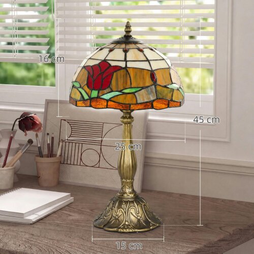 HOMCOM Antique Table Lamp, for Bedroom Bedside, Bulb not Included