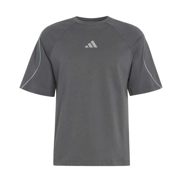 Adidas Mens Contrast Piping Regular T-Shirt - Grey/Blue - 