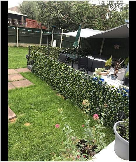 HYGRAD BUILT TO SURVIVE HYGRAD® Garden Screening Trellis Expanding Wooden Fence with Artificial Plant Leaves UK (Purple)