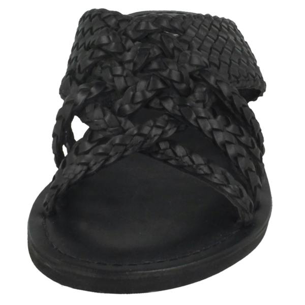 Leather Collection Ladies Leather Collection Low Wedge Braided X Stap Mules