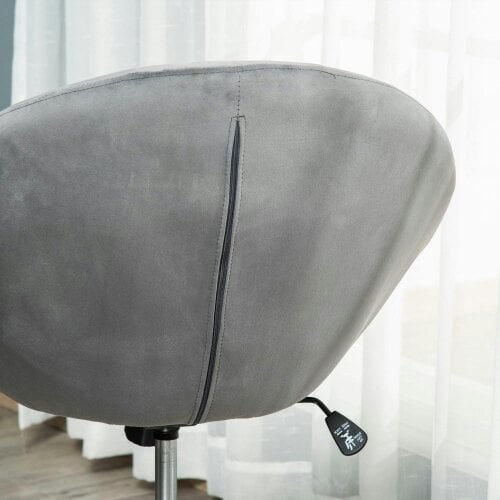 Wyld Haus Vefi Fabric Grey Adjustable Velvet Vanity Stool With Tufted Seat And Swivel Base