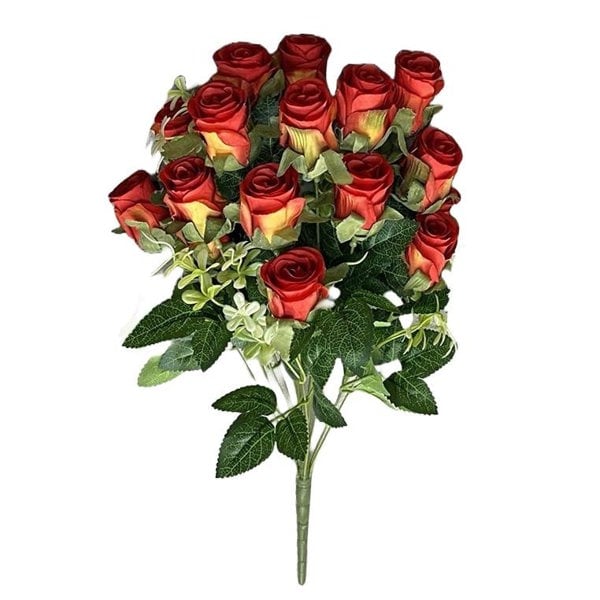 Leaf 52cm Artificial Red Rose Bunch