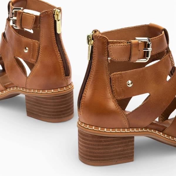 Pikolinos Blanes - Women's Brown Leather Block-Heel Sandals