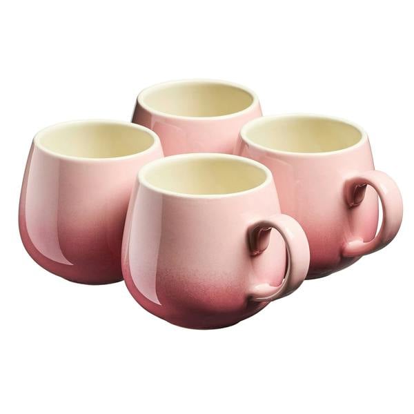 Cooks Professional Set of 4 Stoneware Mugs | 350ml | Pink