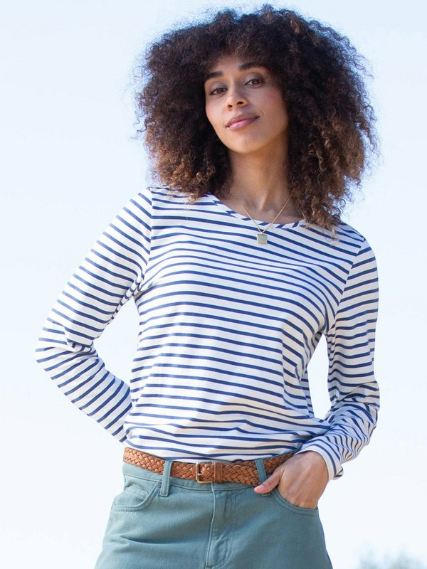 Kite Organic Tarrant Jersey Top Navy Stripe