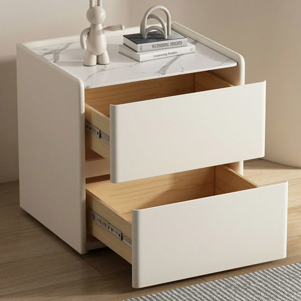 Mursi Bedside Table, Solid Wood, Cream-Rit Concept-Rit Concept