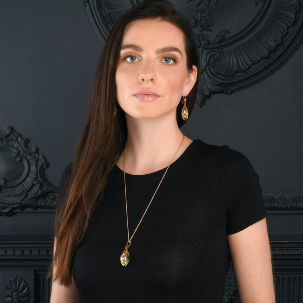 namana Gold Vermeil Gemstone Teardrop Pendant Necklace For Women