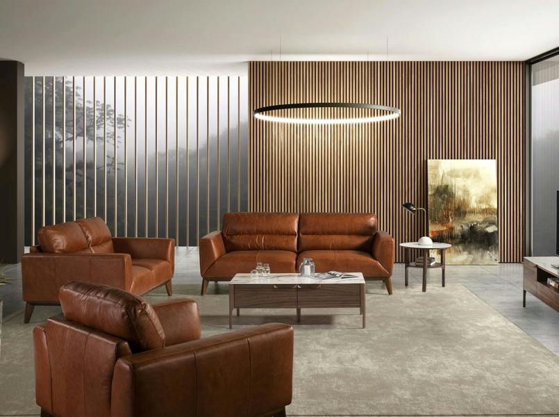 Angel Cerdá Porcelain Marble and Walnut Round Corner Table 2047
