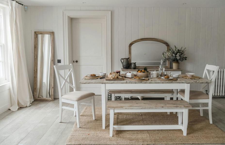 Statement Furniture Florence Rectangle Extending Kitchen Dining Table with Center Extension Leaves