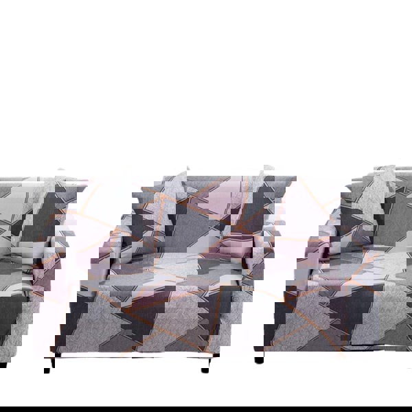 Anyhouz Anyseat Sofa Cover Gray Pink Geometric Style 3 Seater