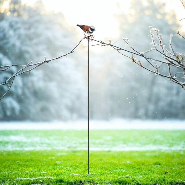 EDH Door Hardware Large Metal House Sparrow on Stake