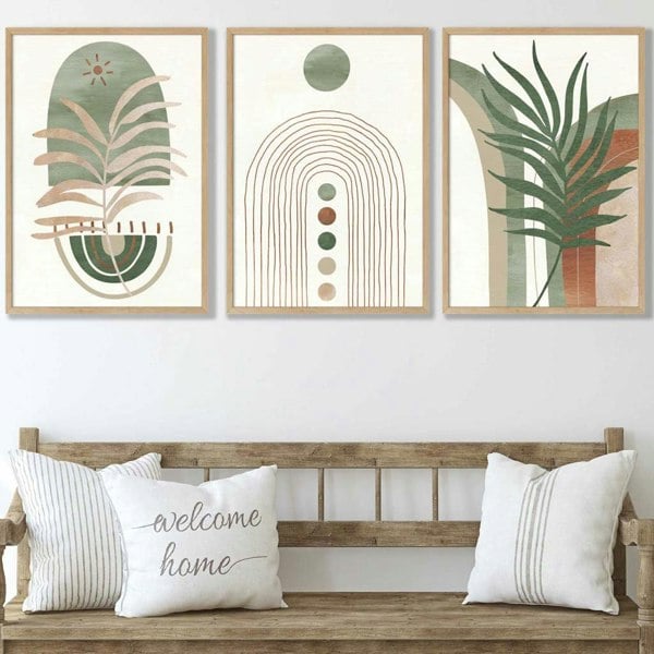 Artze Wall Art Sage Green Botanical Arches Set of 3 Framed Wall Art