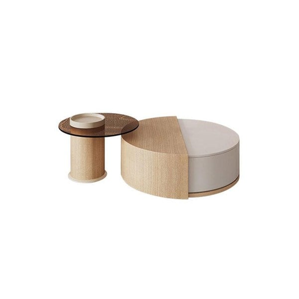 Ndre Nesting Revolving Coffee Table With Extendable TV Stand, Living Room Set-Weilai Concept-Weilai Concept