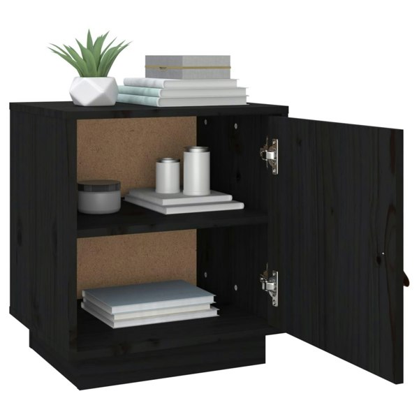 Berkfield Bedside Cabinet Black 40x34x45 cm Solid Wood Pine