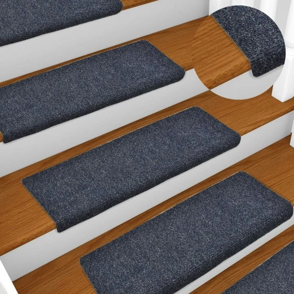 Berkfield Stair Mats 15 pcs Needle Punch 65x21x4 cm Blue