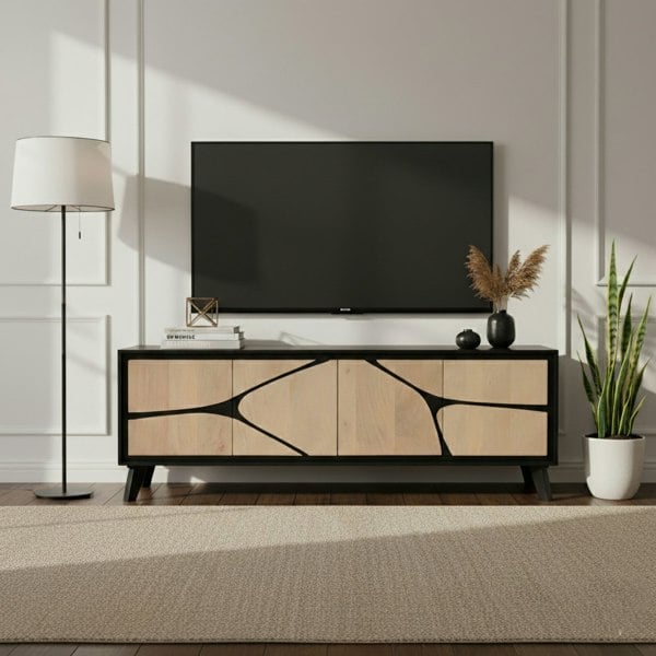 IH Design Dusk Mango Wood Low Board Sideboard Tv Stand