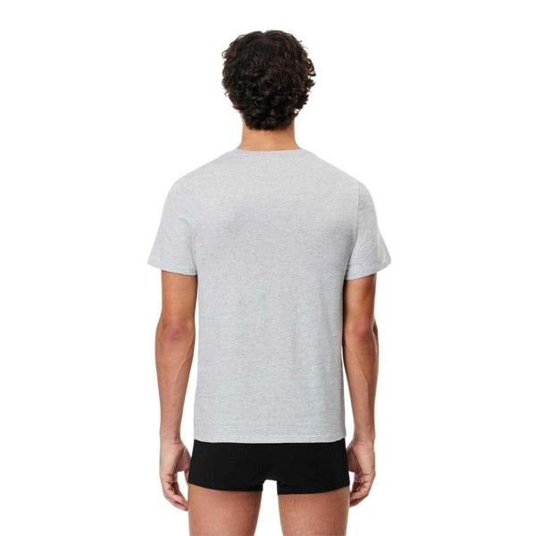 Lacoste Mens Essentials Crew Neck Regular T-Shirt (Pack of 3) - White/Silver/Black - 