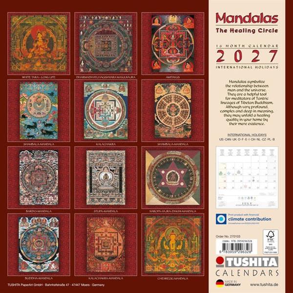 Healing Mandalas Calendar 2027, Wall Calendars, Month To View, Lifestyle, Gift