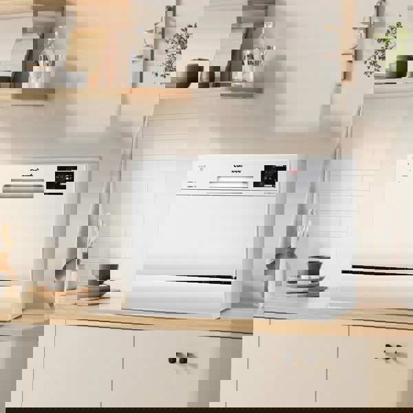 COMFEE 6.5L White/Silver Compact Countertop Dishwasher with LED Display and 6 Place Settings Living and Home Sliver