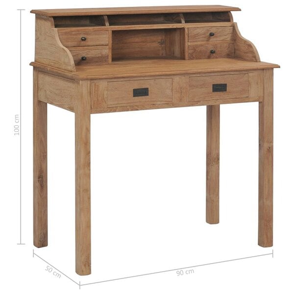 Berkfield Desk 90x50x100 cm Solid Teak Wood