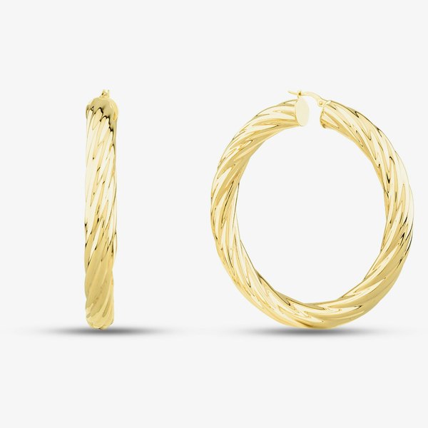 T. H. Baker 9ct Yellow Gold Extra Large Twisted Hoop Earrings INV102485 (15.8G)