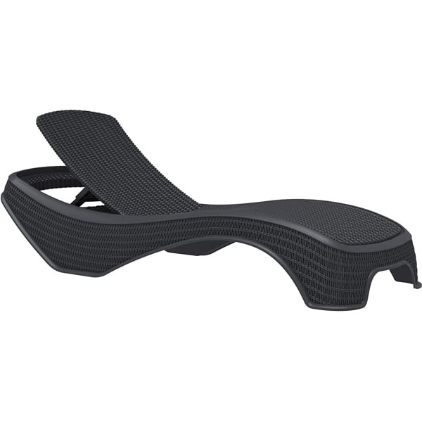 Centurion Supports MALDIVES Black Outdoor High-End PU Rattan Adjustable Sun Lounger-Fully Assembled