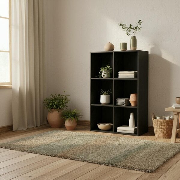 Wyld Haus Sasu Wood Black Effect 6 Cube Storage Bookcase