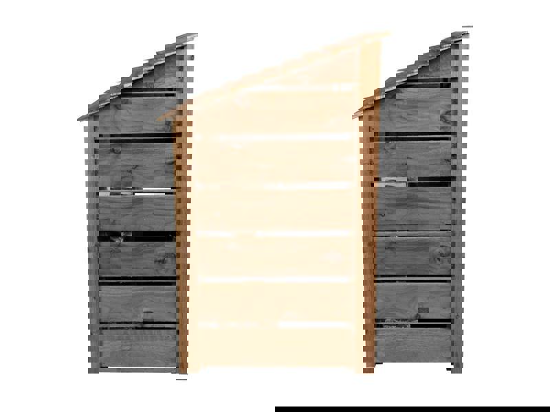 Arbor Garden Solutions Slatted Wooden Log Store with Door W-99cm, H-126cm or 180cm, D-88cm - Brown Finish