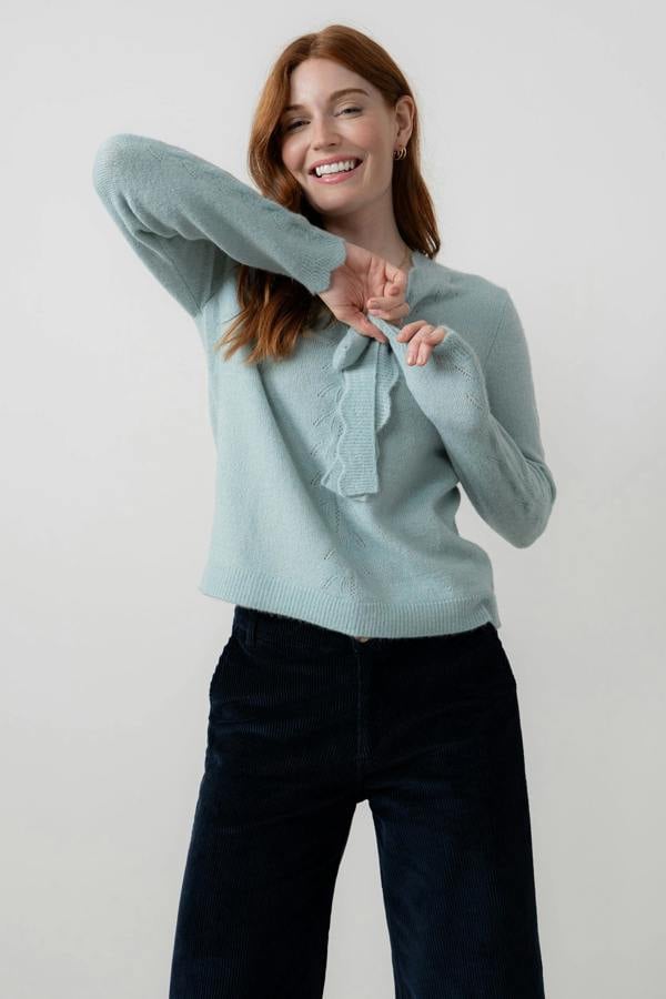 Elise Tie Neck Pointelle Jumper Scarlet | Lily and Me Clothing