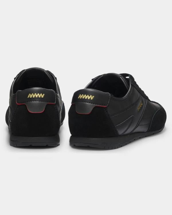HUGO Lytton Mens Suede - paneled trainers with a retro silhouette - Black 007 | CHO | Designer Mens Trainers