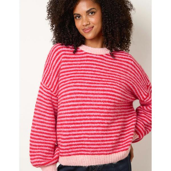 Blue Vanilla Striped Round Neck Knit Jumper