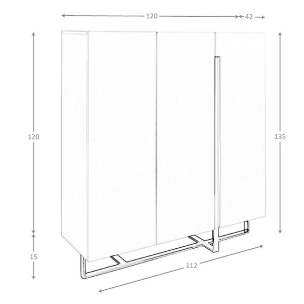 Angel Cerdá White Wood and Chrome-plated Steel Tall Sideboard 3053