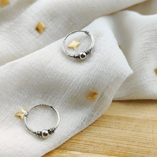 The Colourful Aura Pure Silver Bali Asian Tiny Lightweight Dainty Unisex Hoop Earring