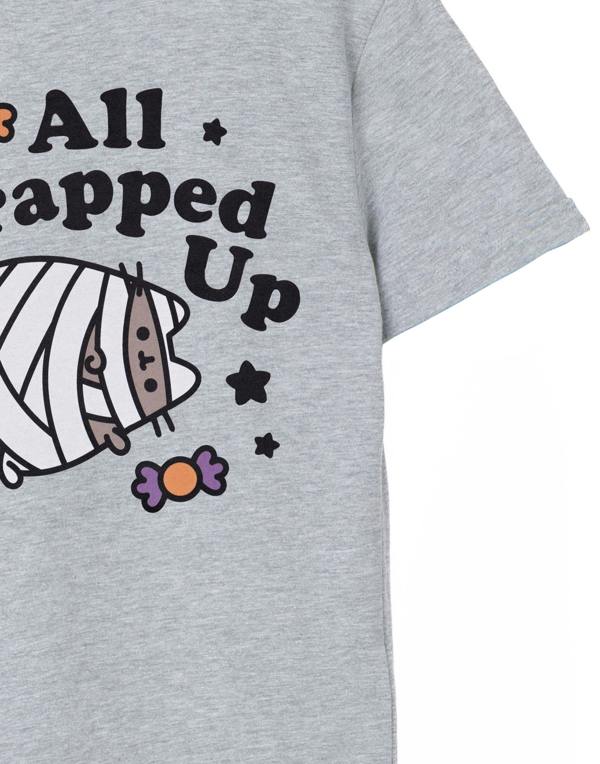 Pusheen Girls Grey Halloween Mummy Short Sleeved T-Shirt