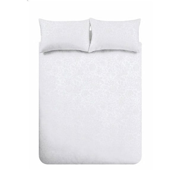 Bianca Fleur Matelasse Jacquard 200 Thread Count Cotton Duvet Cover Set White