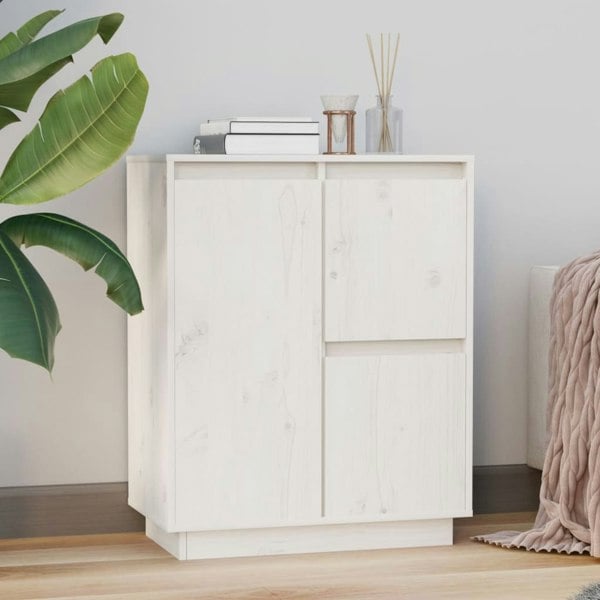 Berkfield Sideboard White 60x34x75 cm Solid Wood Pine