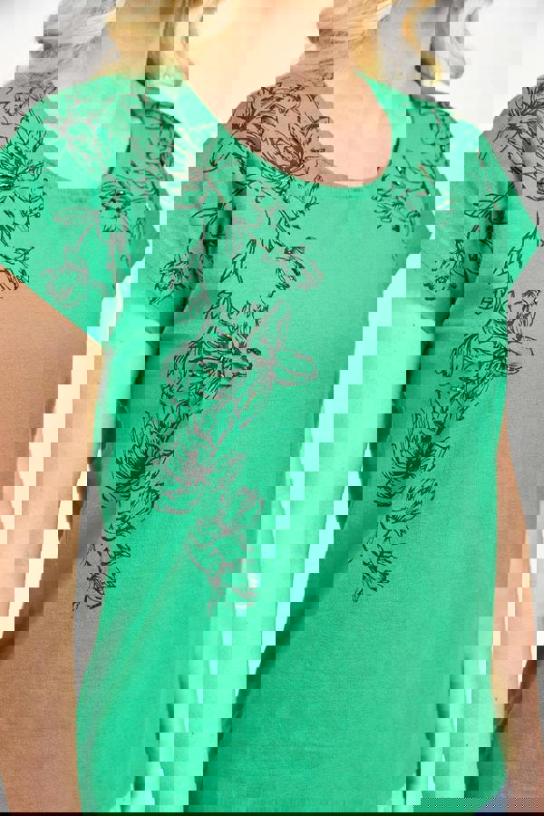 Embellished Glitter Leaf Print Top