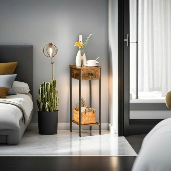 Modcraft Set of 2 Slim Bedside Table with Drawer