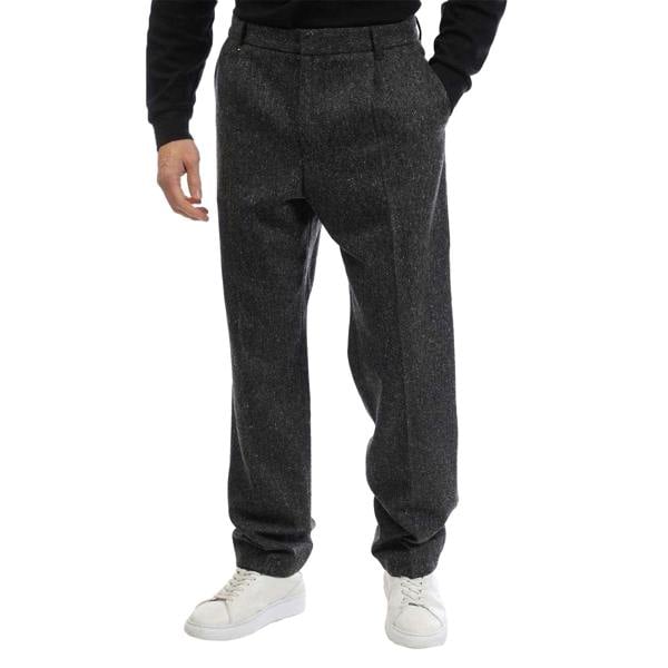 Boss Mens Heather Pleated Straight Trousers - Medium Grey - 