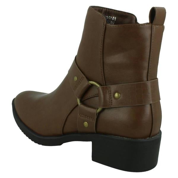 Spot On Ladies Spot On Low Ankle Boots with Ring Trim Strap F51240