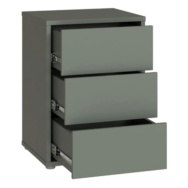 Furniture To Go Alice Springs Bedside Cabinet with 3 Drawers Push-to-Open in Sage Green