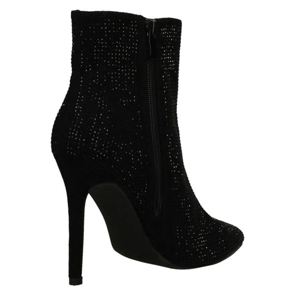 Spot On Ladies Diamante Covered High Heel Ankle Boots F51231