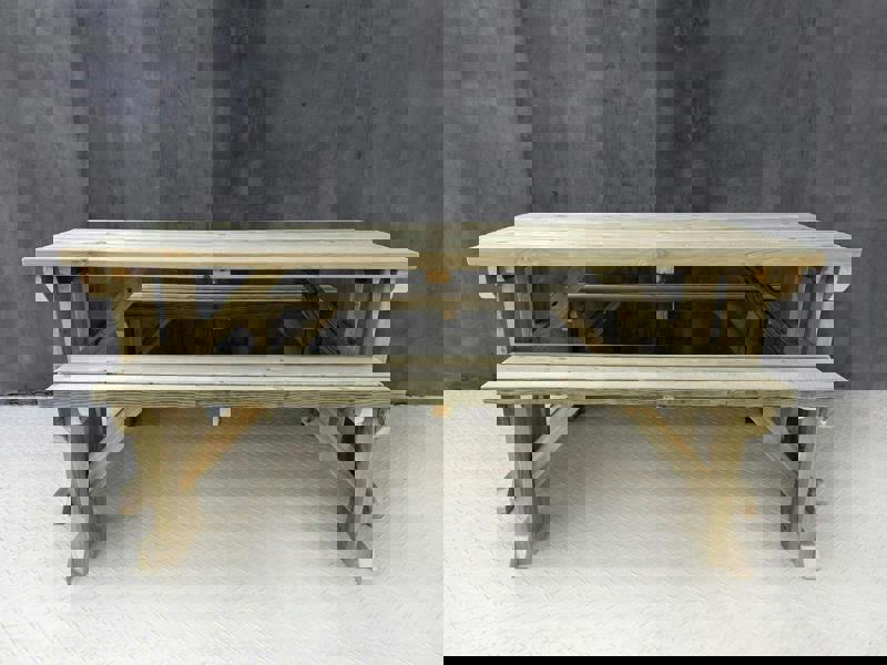 Yews Space-Saving Picnic Table and Benches Set – Wooden Outdoor Dining Set for Gardens and Patios
